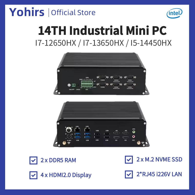 Fanless Industrial Pc Rs485 Core I7 - 14. Endüstriyel Mini Bilgisayar i5-14450HX i7-13650HX